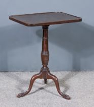 A George III Mahogany Rectangular Tray Top Tripod Table on turned central column with spiral
