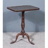 A George III Mahogany Rectangular Tray Top Tripod Table on turned central column with spiral