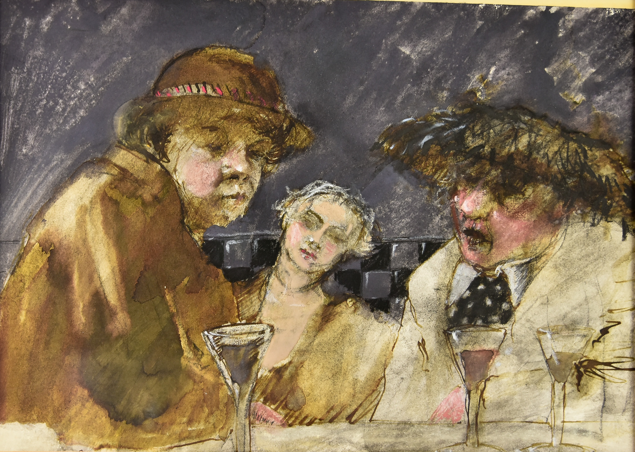 ***Alexandra Gardner (Born 1945) - Pen and watercolour – “Three Large Sherries”, 9.25ins x 13ins, in
