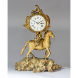 A 19th Century French Gilt Metal Mantle Timepiece by Gilles Martinot a Paris, the 2.5ins white