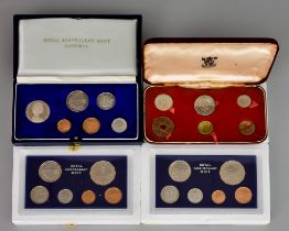 Four Australian Proof Sets, Two 1966, 1969, 1970, a Jersey proof set, 1960, an Eastern British