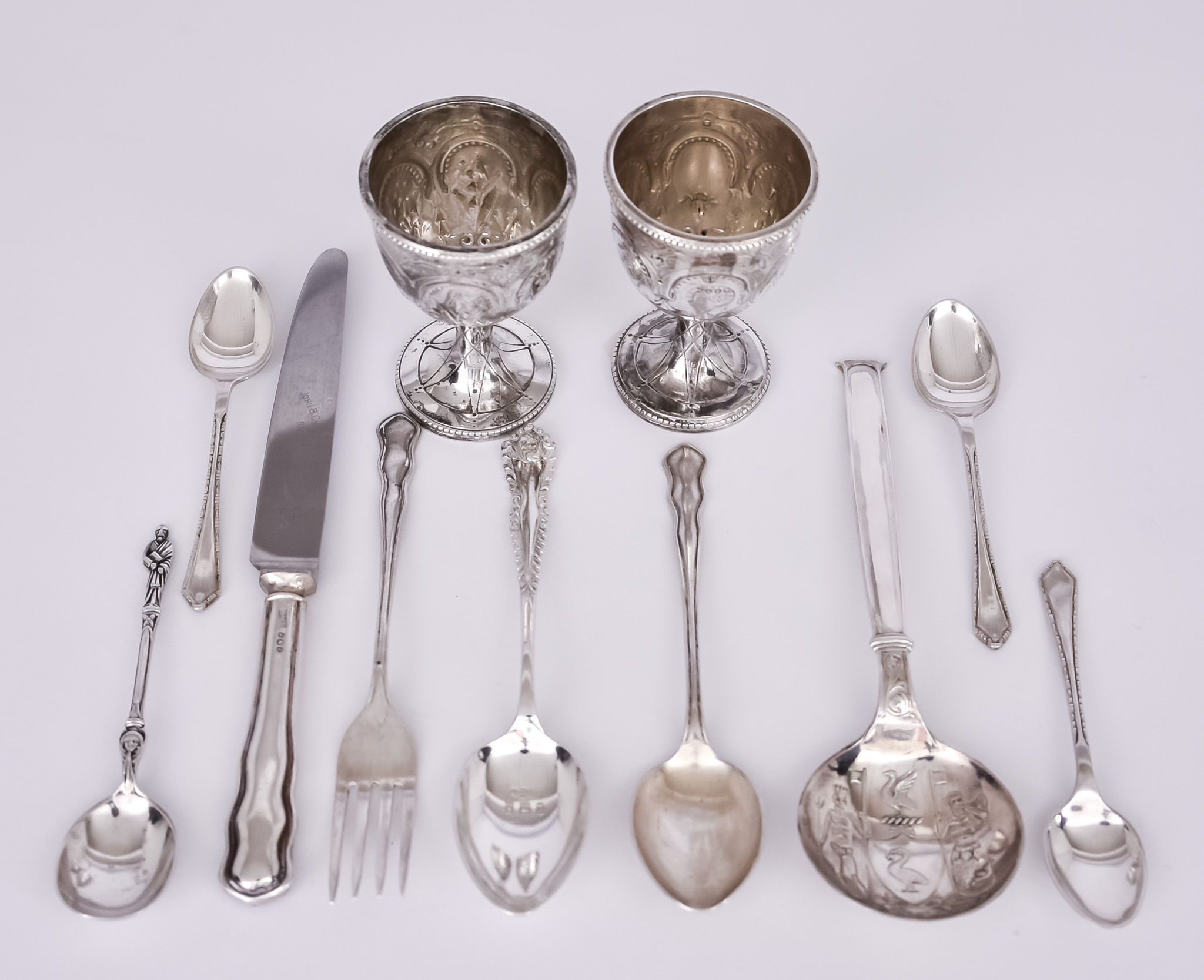 A George V Silver Spoon and Mixed Silverware, the spoon by Boodle & Dunthorne, Birmingham 1923, with