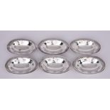 A Set of Six Danish Silver 'Magnolia' Pattern Oval Salts, by Georg Jensen, with import marks for