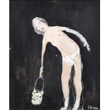 *** Andrew Litten (Born 1970) -  Mixed Media - Standing nude with basket, signed, artist's board,