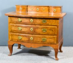 A Late 19th Century Continental Walnut Chest, with superstructure to top, fitted three small