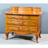 A Late 19th Century Continental Walnut Chest, with superstructure to top, fitted three small