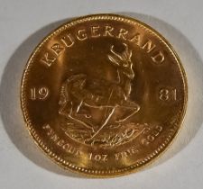 A 1981 South African Krugerrand Coin, fine