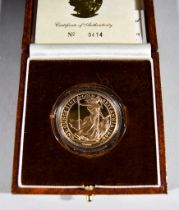 An Elizabeth II Britannia One Ounce Proof Coin, 1988, in Royal Mint presentation case with