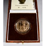 An Elizabeth II Britannia One Ounce Proof Coin, 1988, in Royal Mint presentation case with