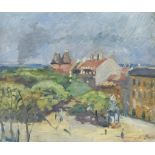 Mogens Gad (1887-1931) - Oil painting - Townscape, signed, canvas, 23ins x 19.5ins, in gilt frame