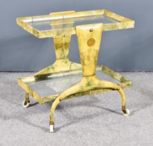 Aldo Tura (1909-1963) - Mixed materials - Two tier serving trolley, each tier with plate glass