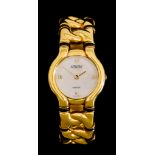 A Lady's Quartz Wristwatch by Gilles Robert, 18ct gold case, 25mm diameter, mother of pearl dial