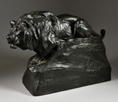 Johan Axel Wetterlund (1858-1927) - Brown patinated bronze - Figure of a mountain lion on