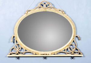 A 19th Century Gilt Framed Oval Overmantle Mirror, with rope pattern frame, inset with plain