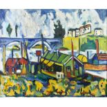 Martin S. Ive - Oil painting - "River Traffic", signed and dated '68, canvas, 25ins x 30ins, in