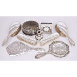 An Edward VII Silver Mounted Oval Box and Mixed Silverware, the box with mounts by William