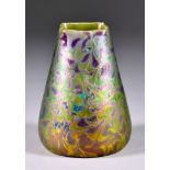 A Small Lustre Vase, Circa 1900, By Clement Massier (1844 - 1917) of swollen cylindrical form with