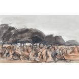 Attributed to Bernard Sickert (1863-1932) - Watercolour - Harvest landscape, circa 1920, 5.25ins x