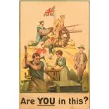 A World War I Poster - "Are YOU in this?" designed by Lt. Gen. Sir R.S.S. Baden Powell, and