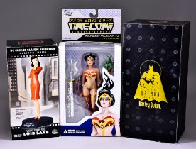 Three DC Superhero's, comprising - A Harley Quinn Maquette, from the new batman adventures,