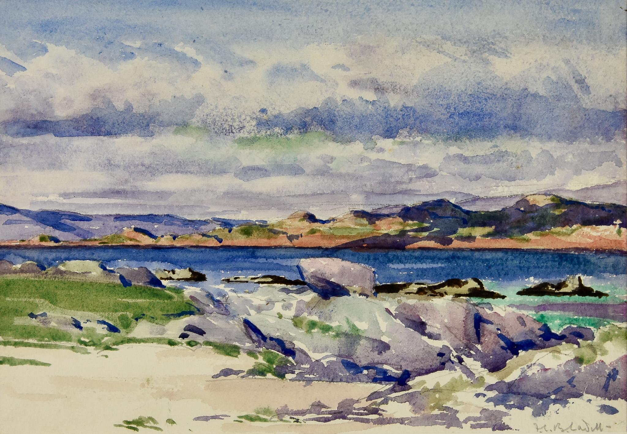 Francis Campbell Boileau Cadell (1883-1937) - Watercolour - "The Ross of Mull", signed, canvas, 6.