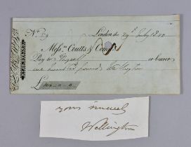 Arthur Wellesley, 1st Duke of Wellington (1769-1852) - A Coutts & Co. cheque number 59 dated 29th