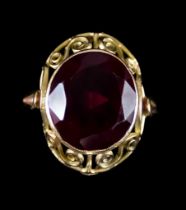 A Solitaire Ruby Ring, set with a large faceted ruby, approximately 5ct, size Q, gross weight 7.9g