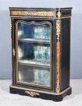 A 19th Century French Ebonised and Gilt Metal Mounted Boulle Dwarf Display Cabinet, with moulded