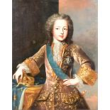 18th Century French School - Oil painting - Half-length portrait of the young Louis XV, his right