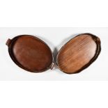 A 19th Century Two-Handled Coopered Mahogany Oval Tray, 23.25ins across handles x 14.75ins, and