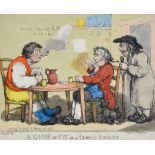 After Thomas Rowlandson (1756-1827) - Coloured engraving - "A Game at Put in a Country Alehouse",