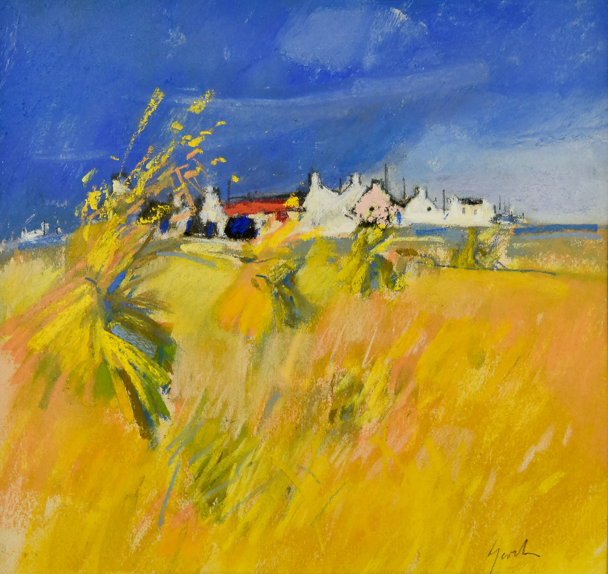 ***Anne Gordon (Born 1941) - Watercolour and pastel – “Cornfields”, signed and dated 1997, 7.75ins x