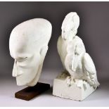 Gully (20th Century English School) - Plaster sculpture of two toucans, on square base, signed, 14.