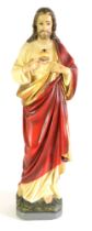 19th CENTURY PLASTER FIGURE OF JESUS CHRIST, after the resurrection, 24in (61cm) high