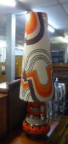 1970's WEST GERMAN, CERAMIC FLOOR LAMP, WITH LARGE SHADE, 49" HIGH