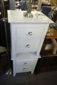 A PAIR OF WHITE FINISH TWO-DRAWER BEDSIDE PEDESTALS