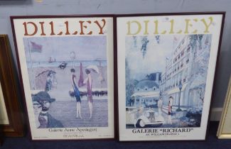 PAIR OF (RAMON) DILLY REPRODUCTION EXHIBITION POSTERS GALERIE RICHARD GALERIE ANNE APESTEGUY 27 1/2"