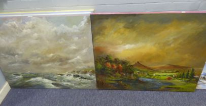 SYDNEY CAULDWELL (TWENTIETH/ TWENTY FIRST CENTURY) FOUR OIL PAINTINGS ON BOX CANVAS Three landscapes