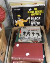 A SMALL COLLECTION OF LP's, SINGLES AND BOOKS TO INCLUDE; 'TWIST AND SHOUT', BEATLES SINGLE, THE