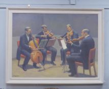 FERMIN ROCKER (1907-2004) OIL ON CANVAS String Quartet Signed 36” x 48” (91.4cm x 122cm) AND THE