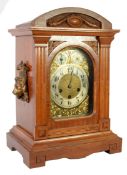 LATE VICTORIAN WALNUT BRACKET CLOCK with three train movement, drumming on rods 17 1/2" (44.5cm)