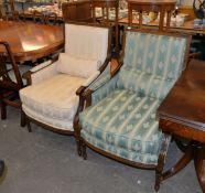 PAIR OF PETER GILD WALNUT FRAME ARMCHAIRS [2]