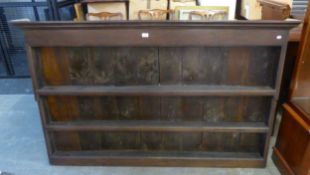 A LARGE WOODEN PLATE RACK, WITH 3 SHELVES, 69 1/2" WIDE X 43 1/2" LONG
