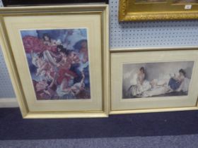 SIR WILLIAM RUSSELL FLINT TWO ARTIST SIGNED COLOUR PRINTS A Question of Attribution 21” x 16 ¾” (