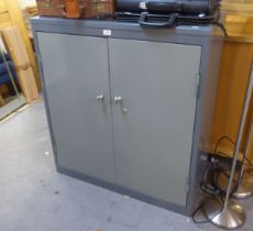 A RETRO TWO DOOR METAL STORAGE CUPBOARD WITH ADJUSTABLE SHELF, 102cm high x 91cm wide x 46cm deep