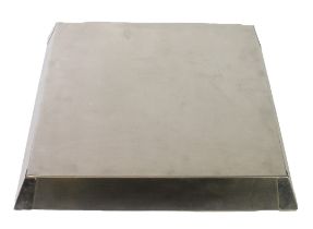 CREEDS, (Liverpool) LTD., COMMERCIAL, ENGINE TURNED STAINLESS STEEL SQUARE CAKE STAND with sloping
