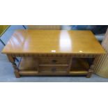 WOOD BROS. STYLE LIGHT OAK COFFEE TABLE WITH 2 DRAWERS, 40" length X 19" wide x 18" high