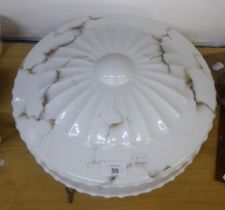 LARGE MARBLE GLASS LIGHT SHADE WITH CHAINS