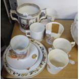 A SELECTION OF CORONATION/COMMEMORATIVE CERAMICS TO INCLUDE; BEAKER, CUPS, SAUCERS ETC....