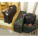 SEVEN VARIOUS SUITCASES TO INCLUDE; AN ANTLER, AND SAMSONITES x 3 ETC...